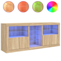 Produktbild för Skänk med LED-belysning sonoma-ek 162x37x67 cm