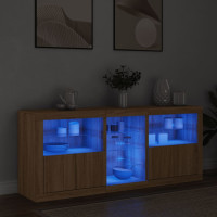 Produktbild för Skänk med LED-belysning sonoma-ek 162x37x67 cm