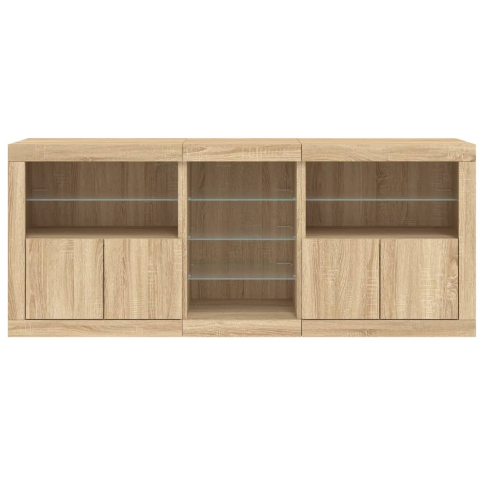 Produktbild för Skänk med LED-belysning sonoma-ek 162x37x67 cm