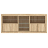 Produktbild för Skänk med LED-belysning sonoma-ek 162x37x67 cm