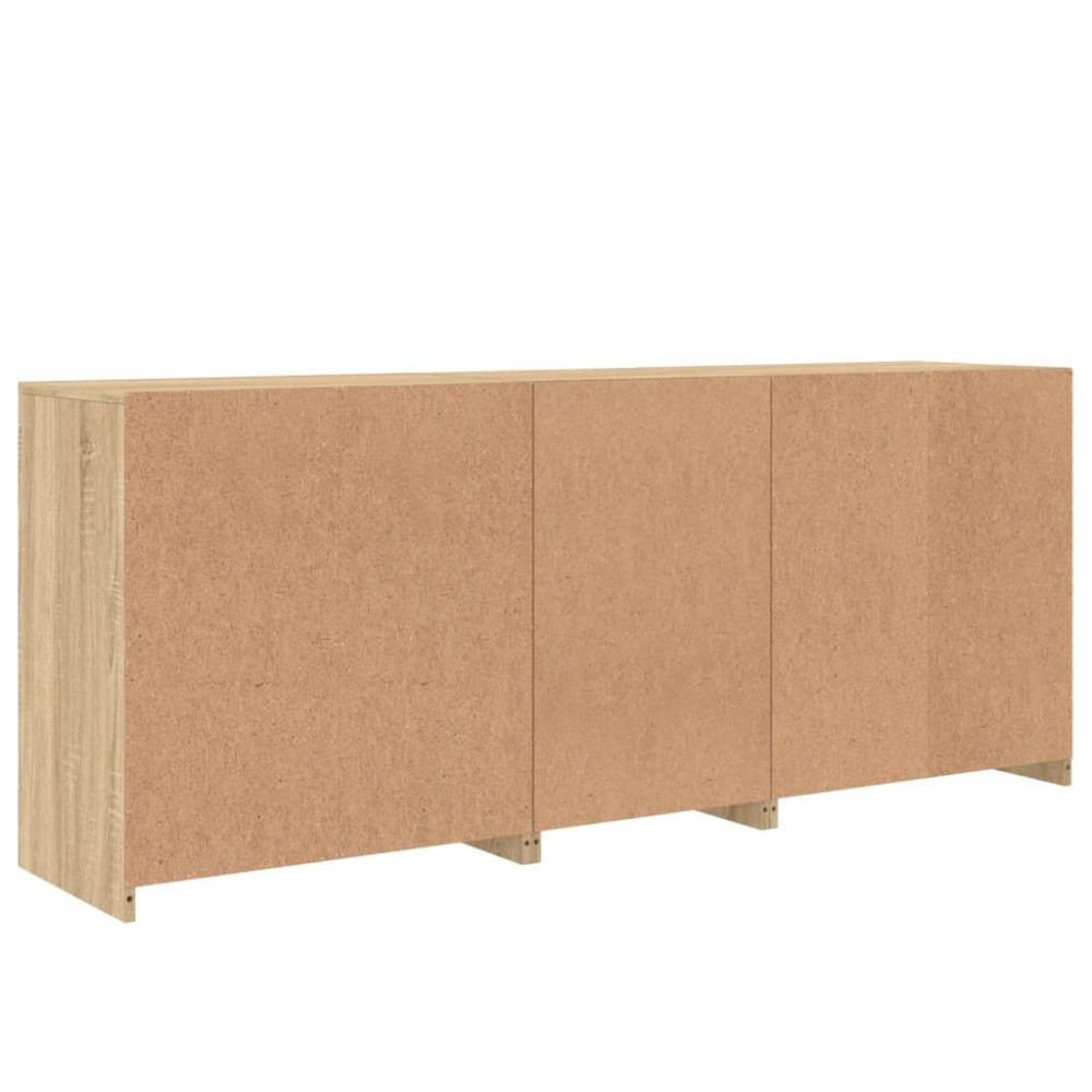 Produktbild för Skänk med LED-belysning sonoma-ek 162x37x67 cm