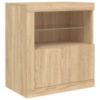 Produktbild för Skänk med LED-belysning sonoma-ek 162x37x67 cm