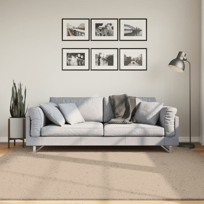 Produktbild för Mjuk matta HUARTE med kort lugg tvättbar sandbeige 200x200 cm