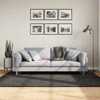Produktbild för Matta ISTAN långluggad glansig antracit 140x200 cm
