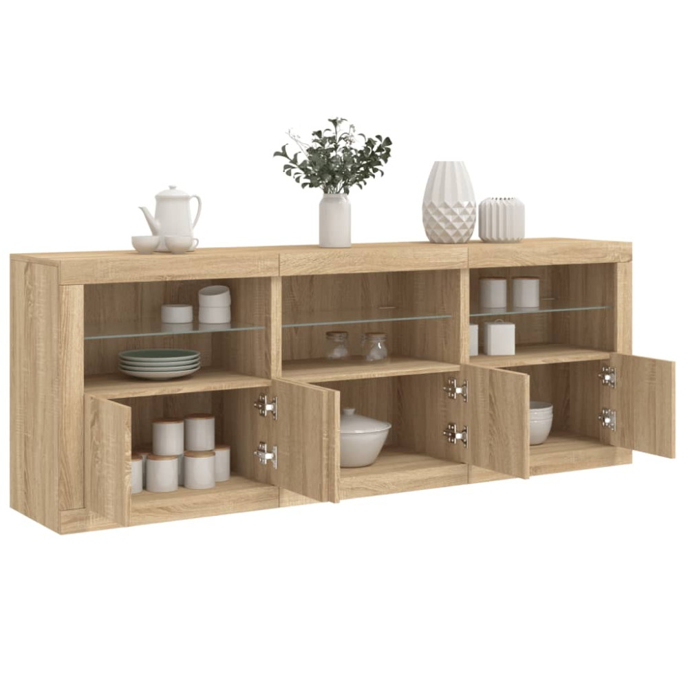 Produktbild för Skänk med LED-belysning sonoma-ek 181,5x37x67 cm