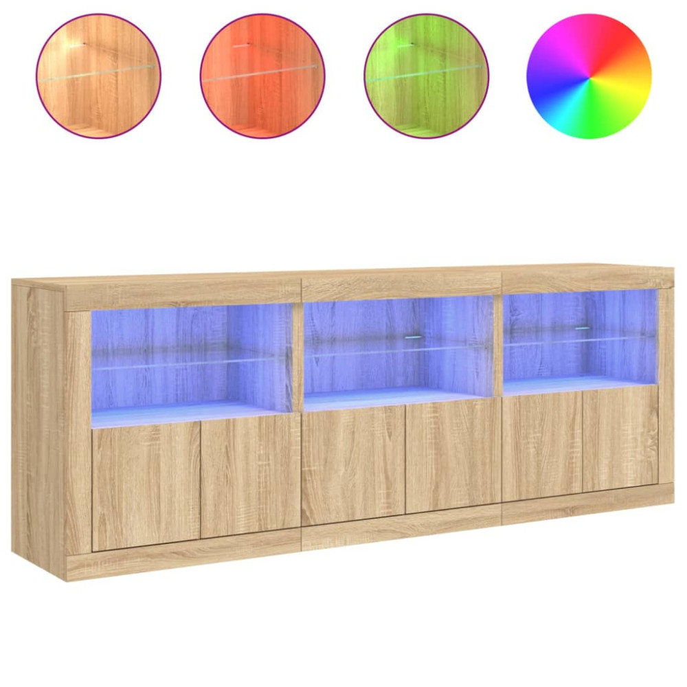 Produktbild för Skänk med LED-belysning sonoma-ek 181,5x37x67 cm