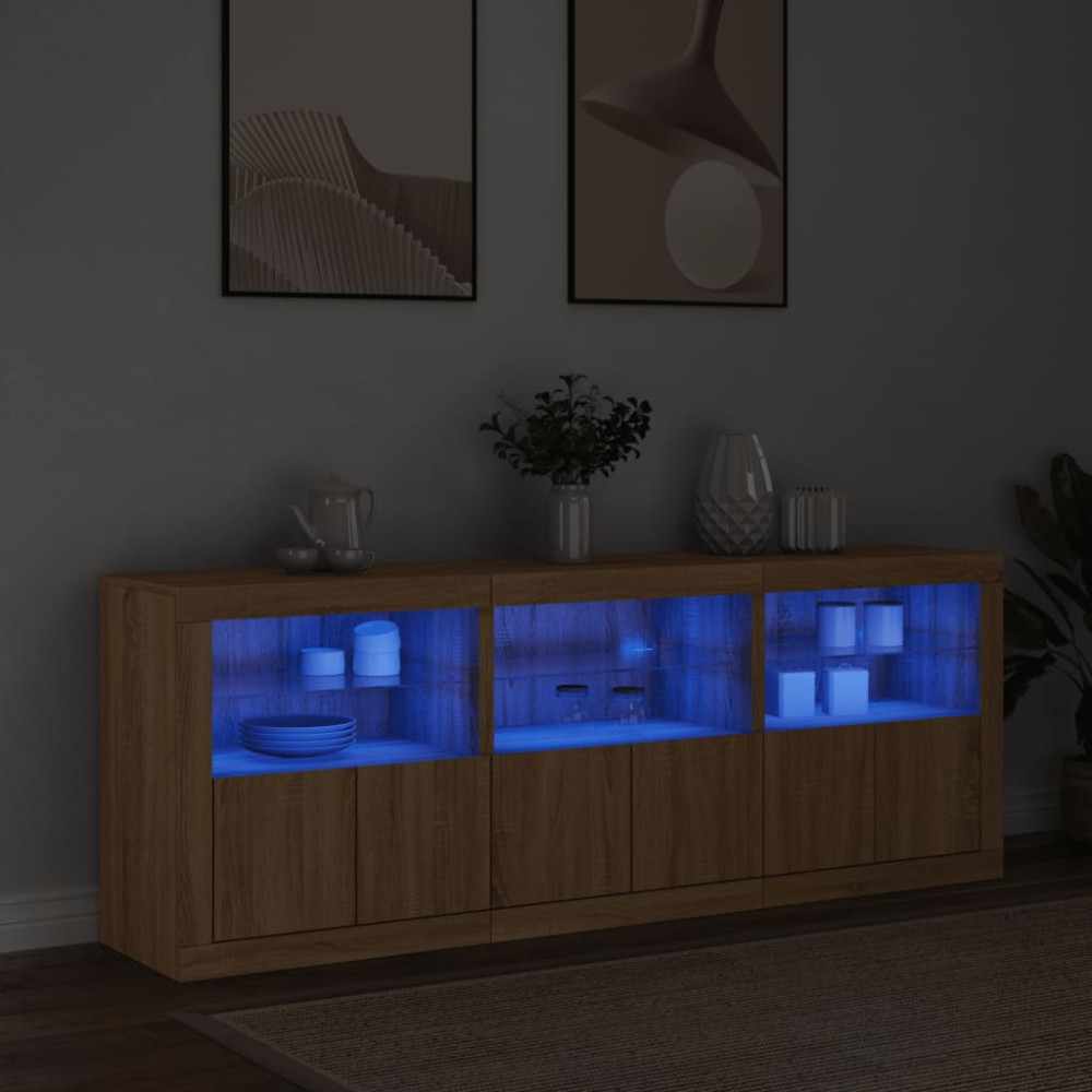 Produktbild för Skänk med LED-belysning sonoma-ek 181,5x37x67 cm