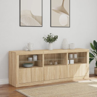Produktbild för Skänk med LED-belysning sonoma-ek 181,5x37x67 cm