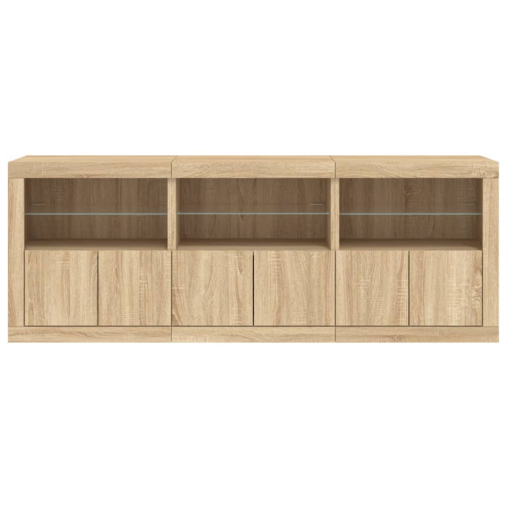 Produktbild för Skänk med LED-belysning sonoma-ek 181,5x37x67 cm