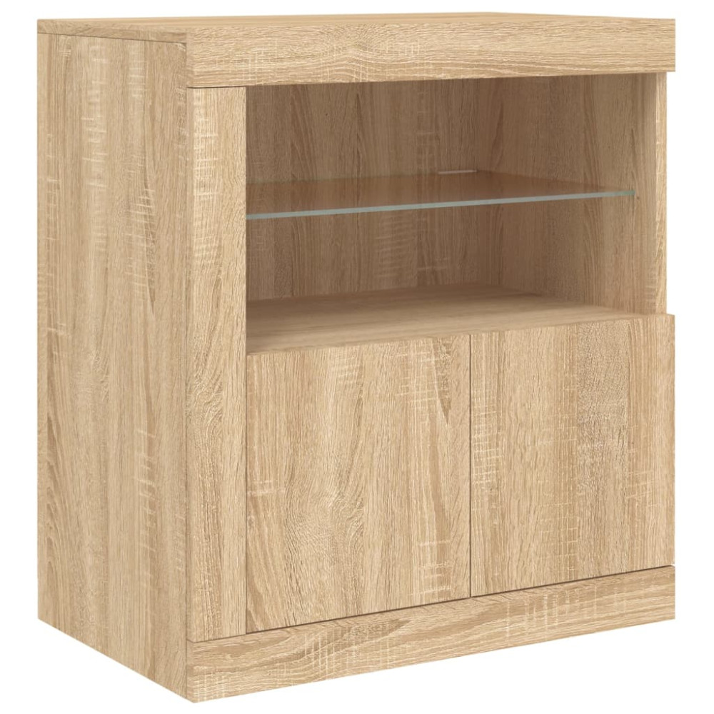 Produktbild för Skänk med LED-belysning sonoma-ek 181,5x37x67 cm