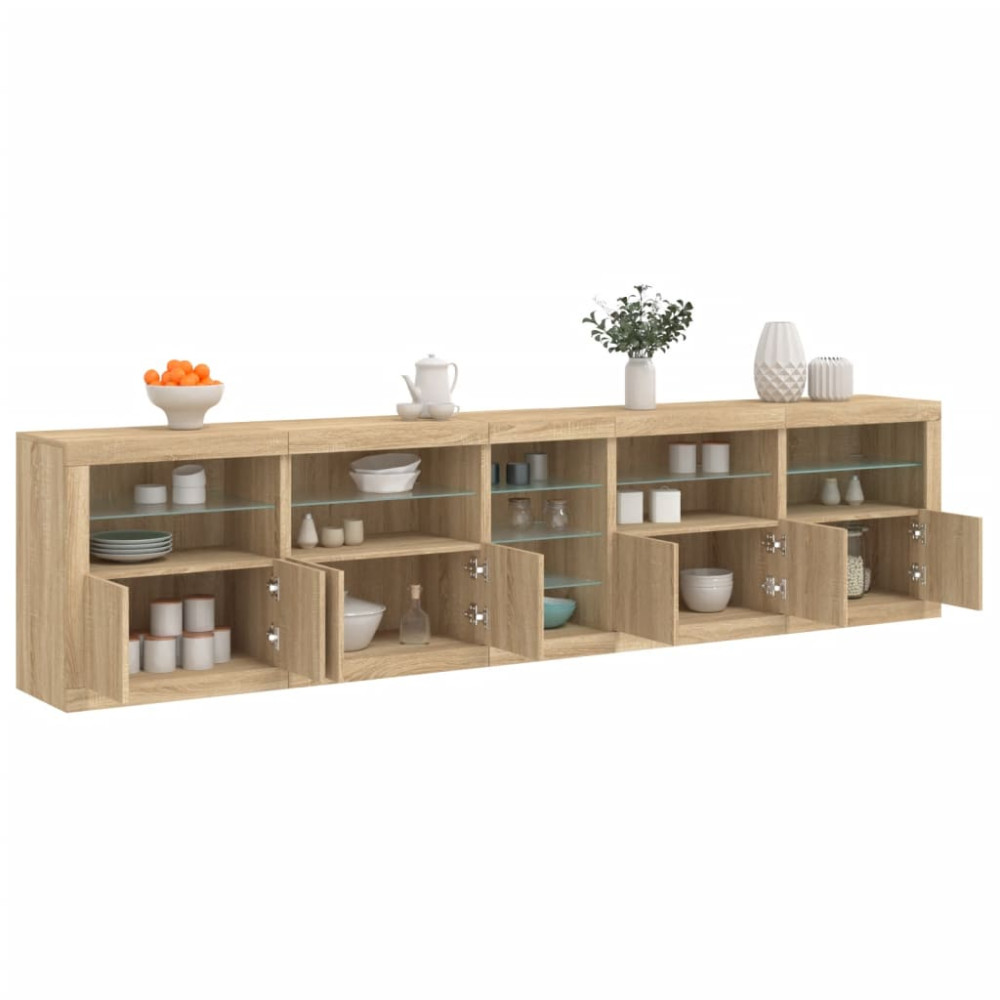Produktbild för Skänk med LED-belysning sonoma-ek 283x37x67 cm