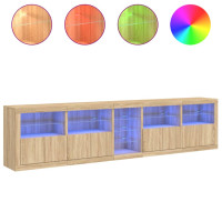 Produktbild för Skänk med LED-belysning sonoma-ek 283x37x67 cm