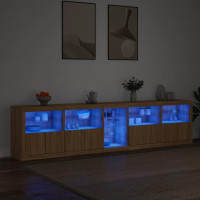 Produktbild för Skänk med LED-belysning sonoma-ek 283x37x67 cm