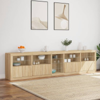 Produktbild för Skänk med LED-belysning sonoma-ek 283x37x67 cm