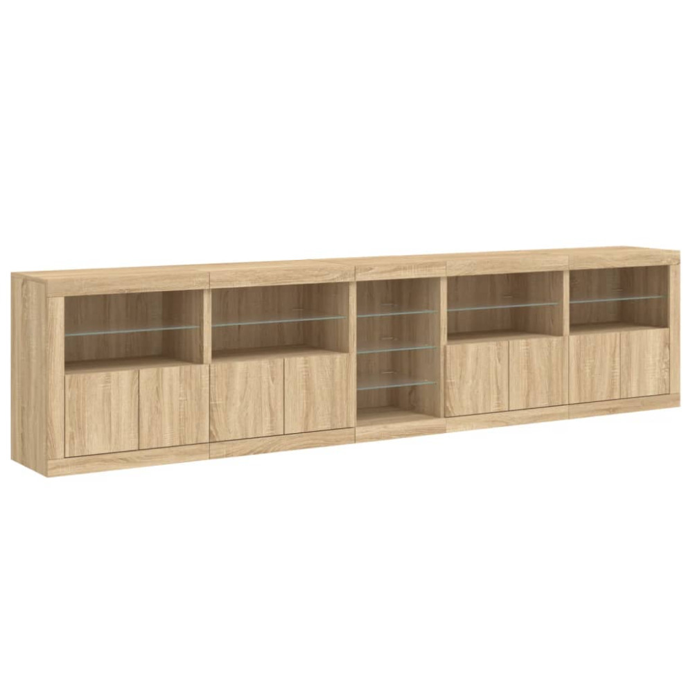 Produktbild för Skänk med LED-belysning sonoma-ek 283x37x67 cm