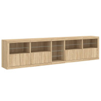 Produktbild för Skänk med LED-belysning sonoma-ek 283x37x67 cm
