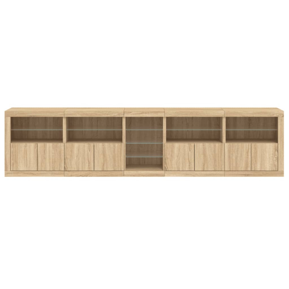 Produktbild för Skänk med LED-belysning sonoma-ek 283x37x67 cm
