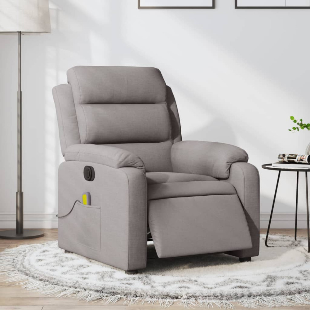 Produktbild för Elektrisk massagefåtölj taupe tyg