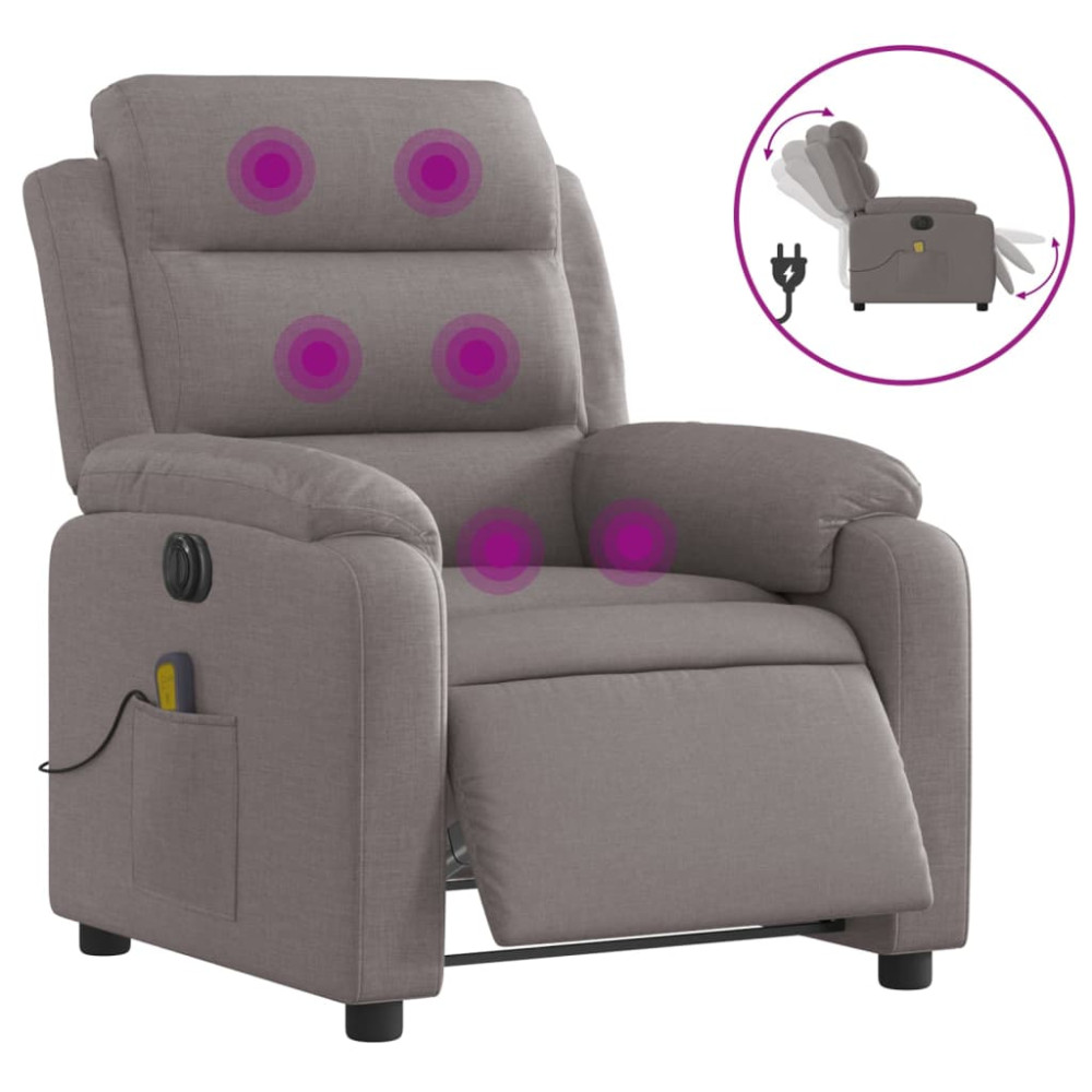 Produktbild för Elektrisk massagefåtölj taupe tyg
