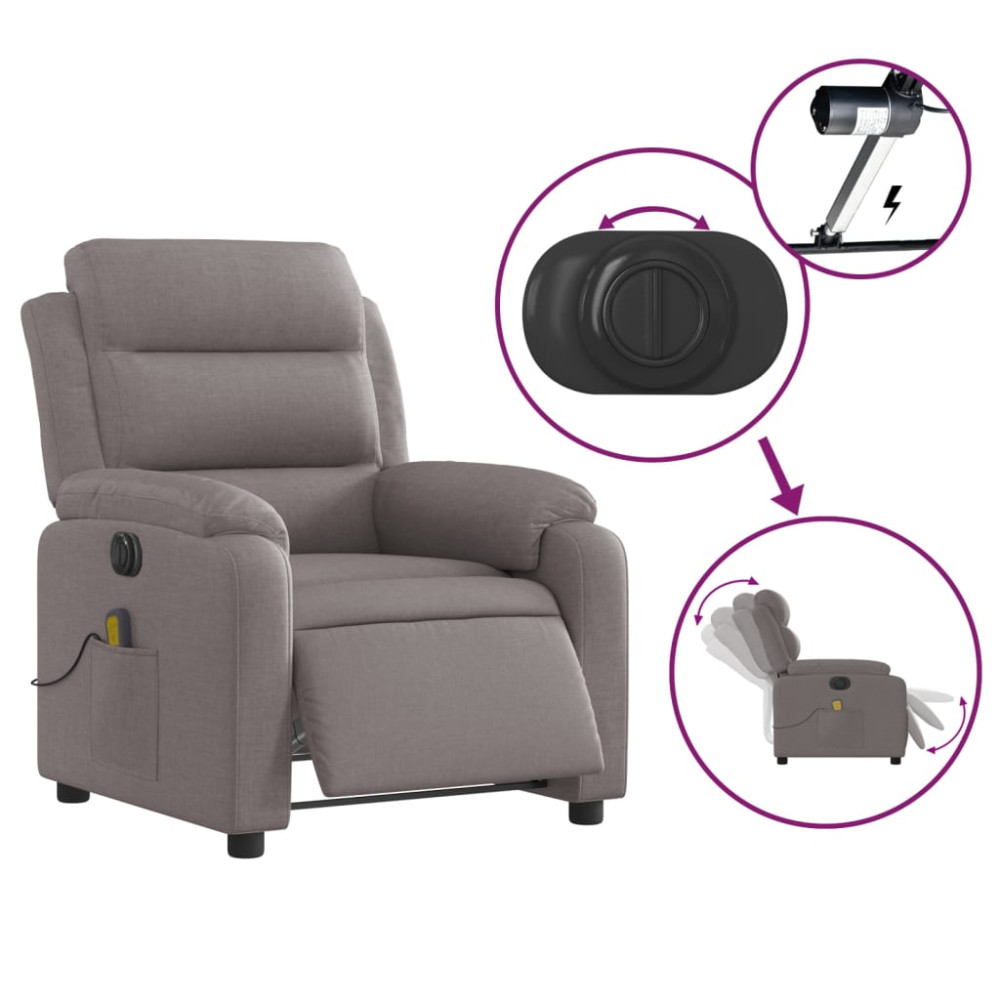Produktbild för Elektrisk massagefåtölj taupe tyg