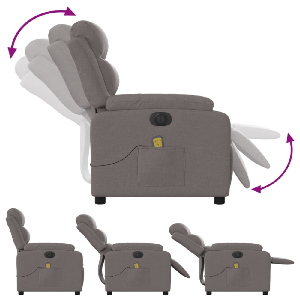 Produktbild för Elektrisk massagefåtölj taupe tyg
