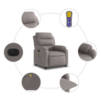 Produktbild för Elektrisk massagefåtölj taupe tyg