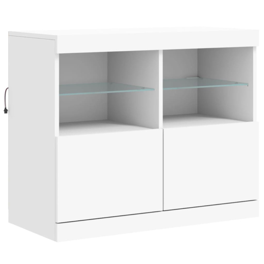 Produktbild för Skänk med LED-belysning vit 202x37x67 cm