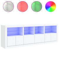 Produktbild för Skänk med LED-belysning vit 202x37x67 cm