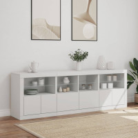 Produktbild för Skänk med LED-belysning vit 202x37x67 cm