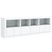 Produktbild för Skänk med LED-belysning vit 202x37x67 cm