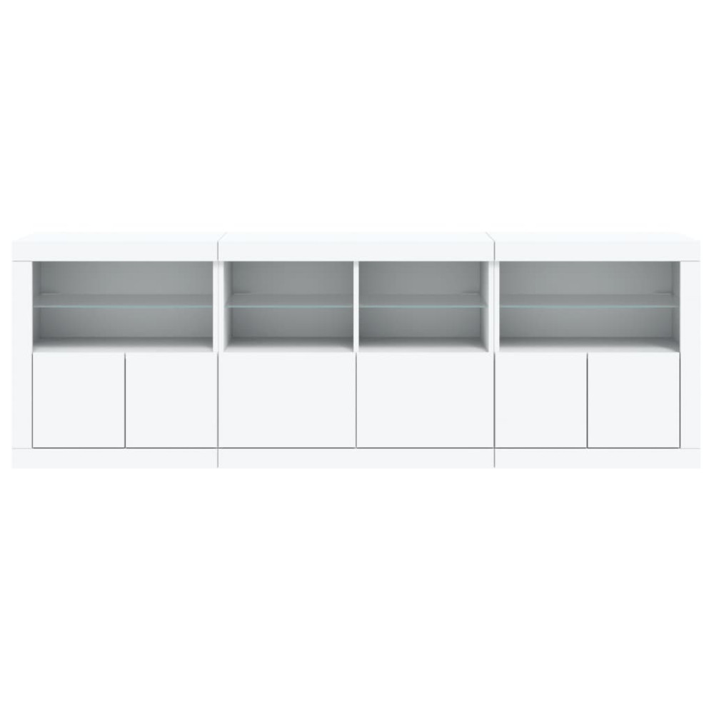 Produktbild för Skänk med LED-belysning vit 202x37x67 cm