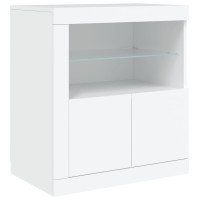 Produktbild för Skänk med LED-belysning vit 202x37x67 cm