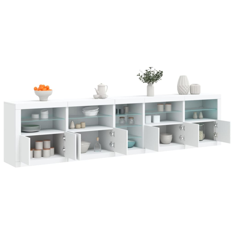 Produktbild för Skänk med LED-belysning vit 283x37x67 cm