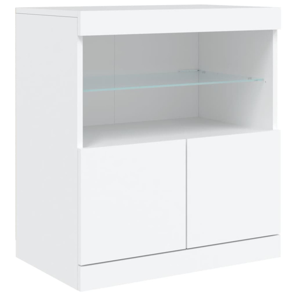 Produktbild för Skänk med LED-belysning vit 283x37x67 cm
