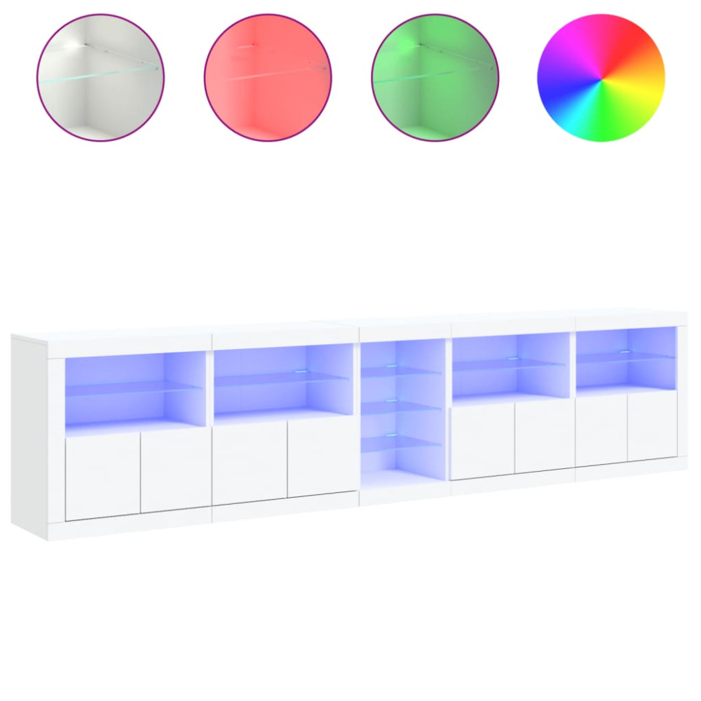 Produktbild för Skänk med LED-belysning vit 283x37x67 cm