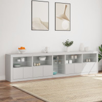 Produktbild för Skänk med LED-belysning vit 283x37x67 cm