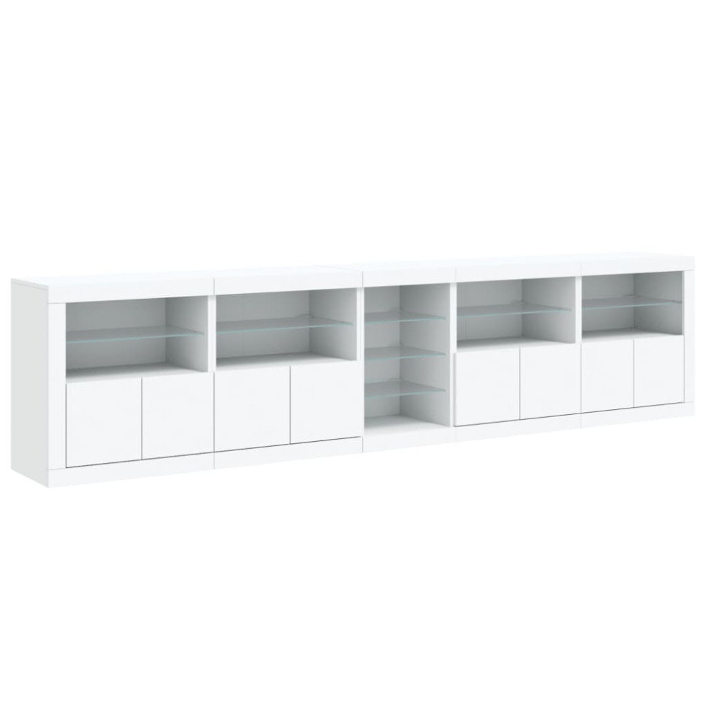 Produktbild för Skänk med LED-belysning vit 283x37x67 cm