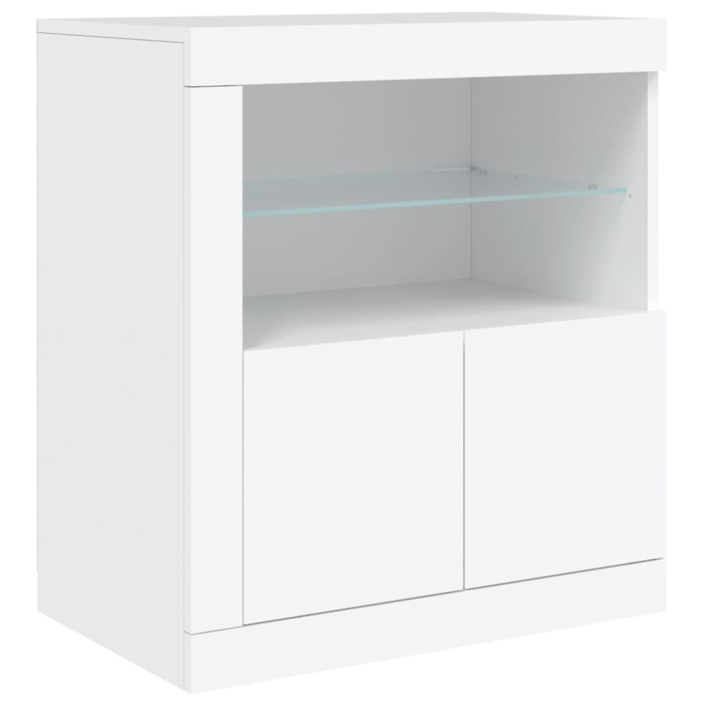 Produktbild för Skänk med LED-belysning vit 283x37x67 cm