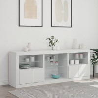 Produktbild för Skänk med LED-belysning vit 181,5x37x67 cm