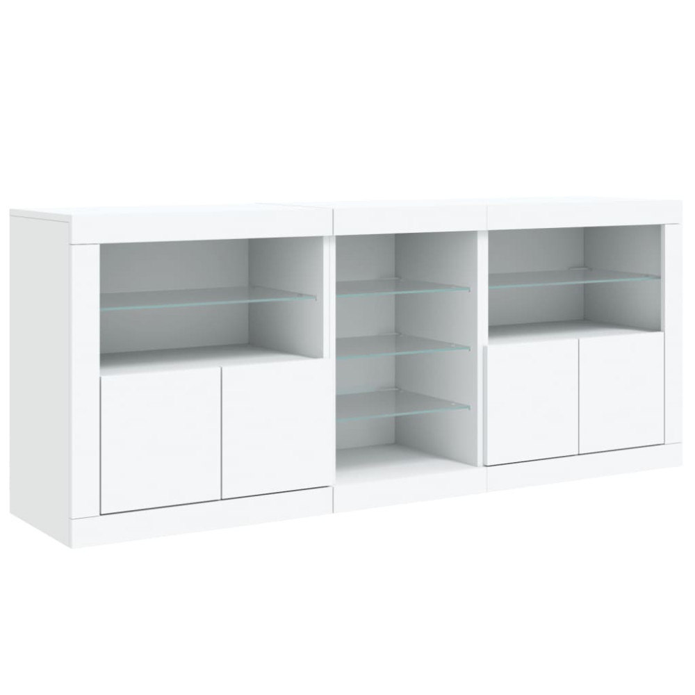 Produktbild för Skänk med LED-belysning vit 181,5x37x67 cm