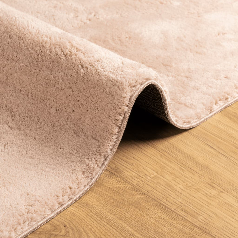 Produktbild för Mjuk matta HUARTE med kort lugg tvättbar rosa 80x250 cm
