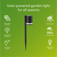 Produktbild för Fyce Trädgårdslampa Rak Solcell Ultra Efficient LED 200lm Svart