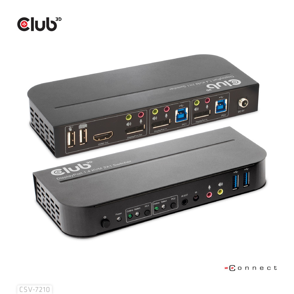 Produktbild för CLUB3D CSV-7210 KVM-switchar Svart