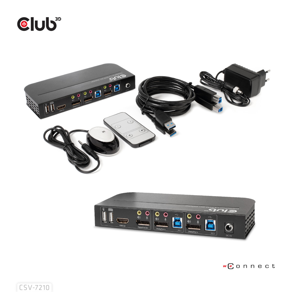 Produktbild för CLUB3D CSV-7210 KVM-switchar Svart