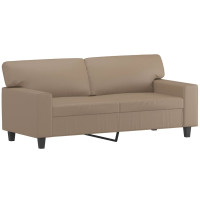 Produktbild för 2-sits soffa med prydnadskuddar cappuccino 140 cm konstläder