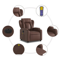 Produktbild för Elektrisk massagefåtölj brun konstläder
