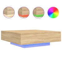 Produktbild för Soffbord med LED sonoma-ek 100x100x31 cm