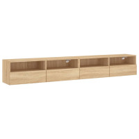 Produktbild för Väggmonterad tv-bänk 2 st sonoma-ek 100x30x30cm konstruerat trä
