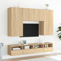 Produktbild för Väggmonterad tv-bänk 2 st sonoma-ek 100x30x30cm konstruerat trä