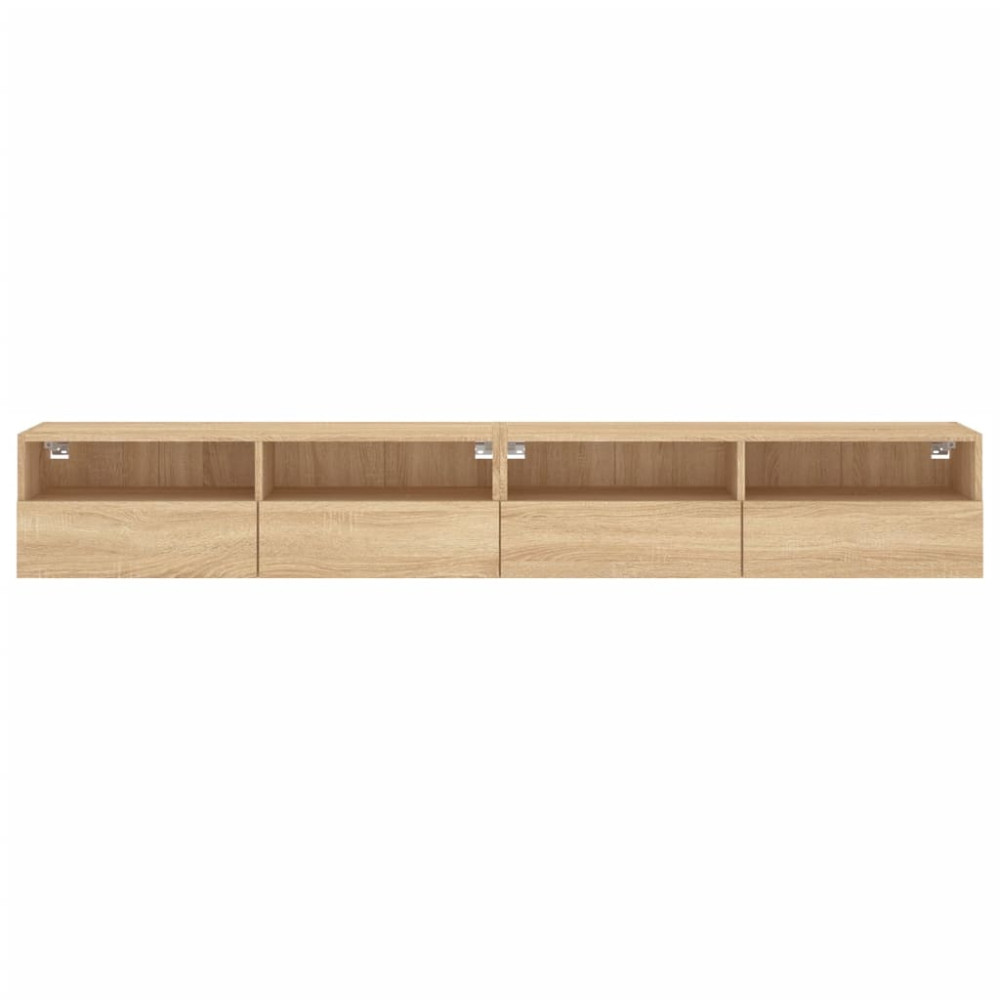 Produktbild för Väggmonterad tv-bänk 2 st sonoma-ek 100x30x30cm konstruerat trä